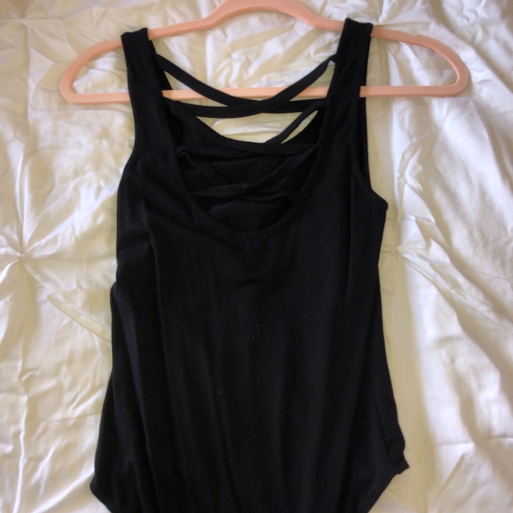 Black Bodysuit with crisscross back, Size M